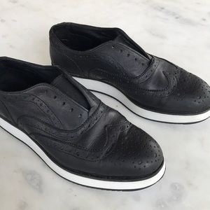 rag & bone black leather brogue shoes